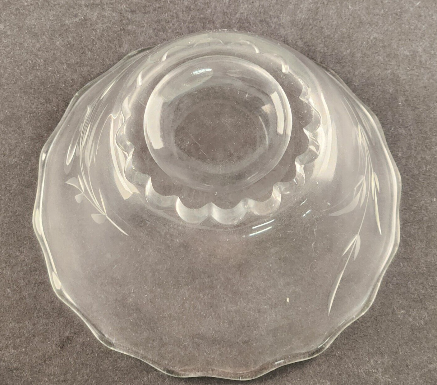 American Cut Elegant Glass Rose Cabbage Mayonnaise Bowl Liner Clear Vintage