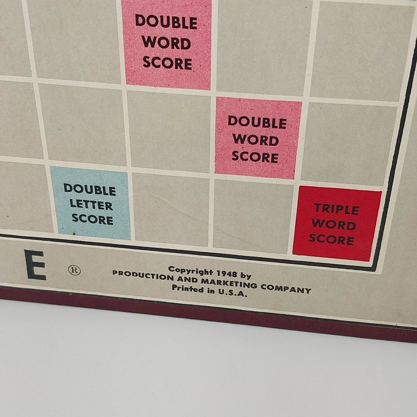 Scrabble Game Board Only 1948 Light Maroon Back Replacement Board 14" USA Vtg
