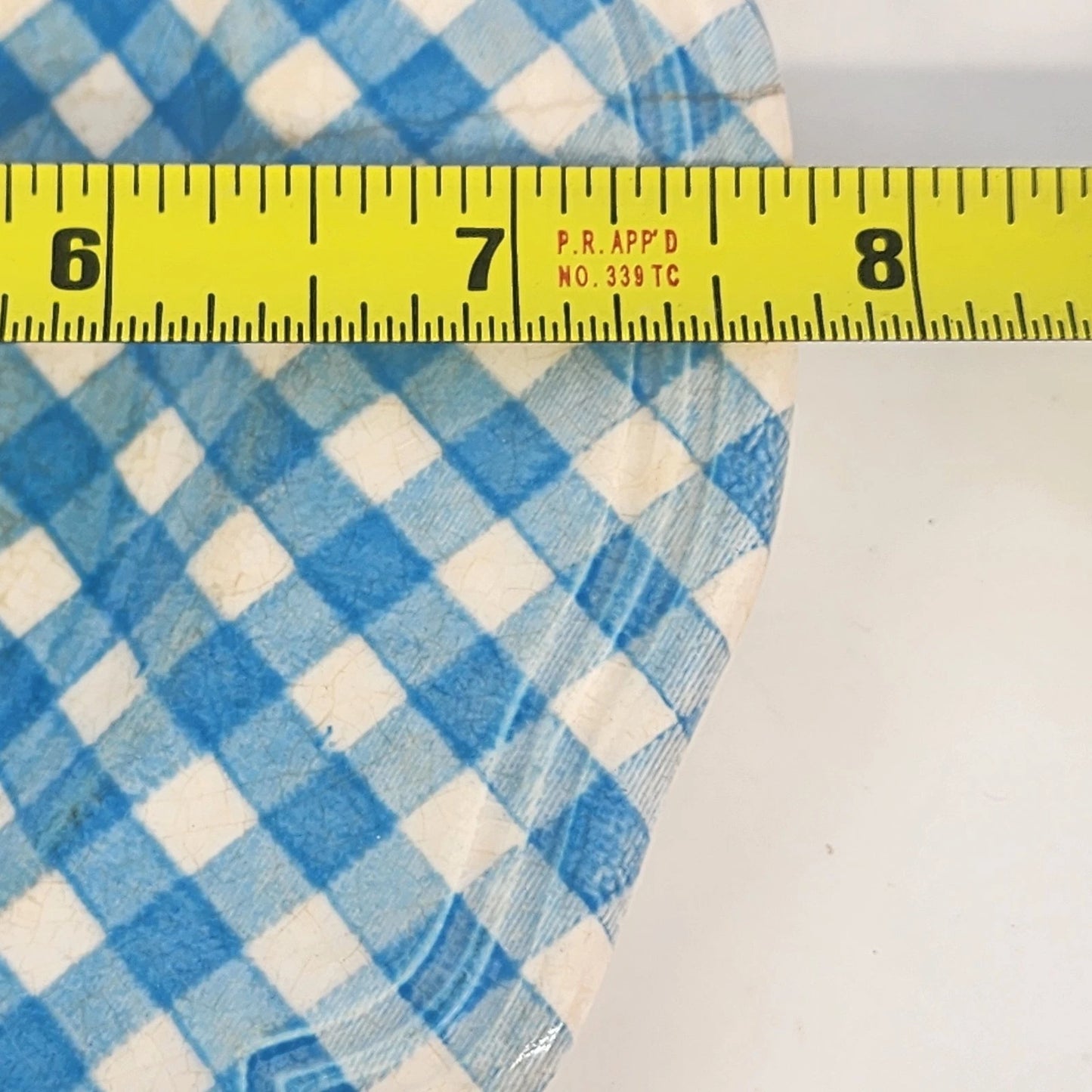 2 Linda Ironstone 4008 Salad Plates Blue White Gingham 7.5" Japan Crazing