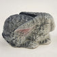 Gray Rabbit Figurine Bone China Bunny White Face Eyes Closed Taiwan 6.5" Long