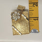 Gold Tone Brooch Rhinestones Flower Gift Box Christmas Noel Tag Pin VTG AS IS