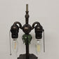 Victorian Bell Shape Fringed Table Lamp Poppy Plant Shape Body 2 Bulbs 30" Tall