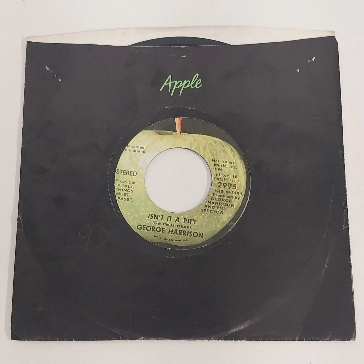 George Harrison 45 RPM 7" Vinyl My Sweet Lord Isn't It A Pity Apple 2995 1970