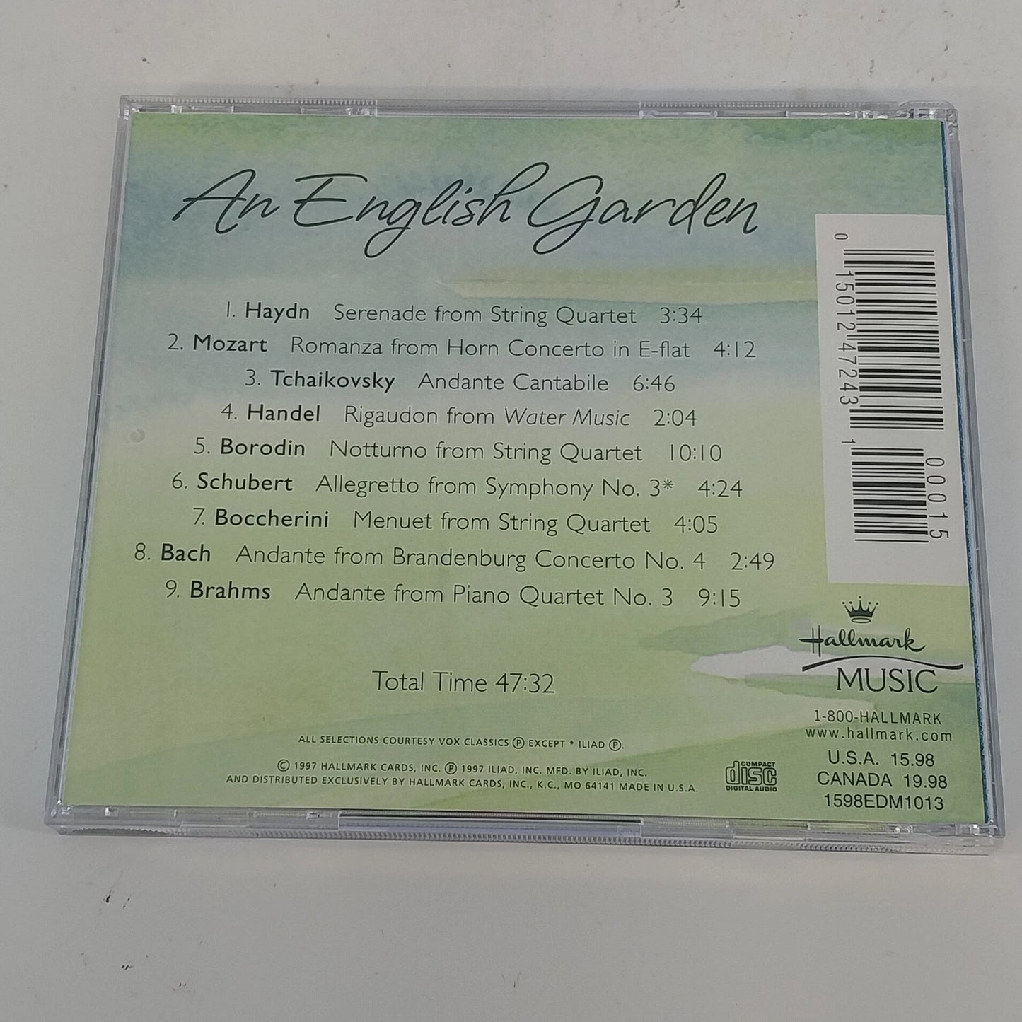 Hallmark Music An English Garden Lush Classical Music CD 1997 Various Artists