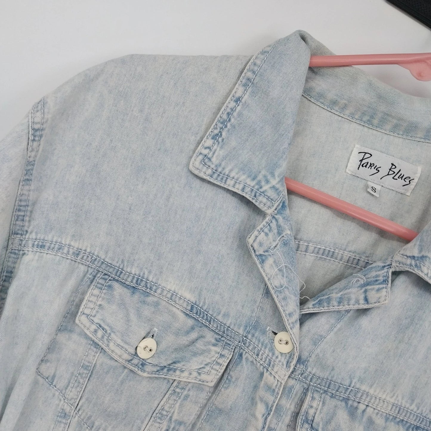 Paris Blues Cropped Denim Jacket Women's Small Light Wash Short Sleeve Button