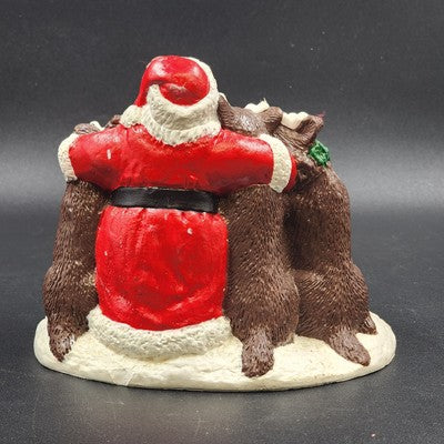 Ceramic Santa Claus & 3 Reindeer with Blue Sleigh Candy Dish Decor