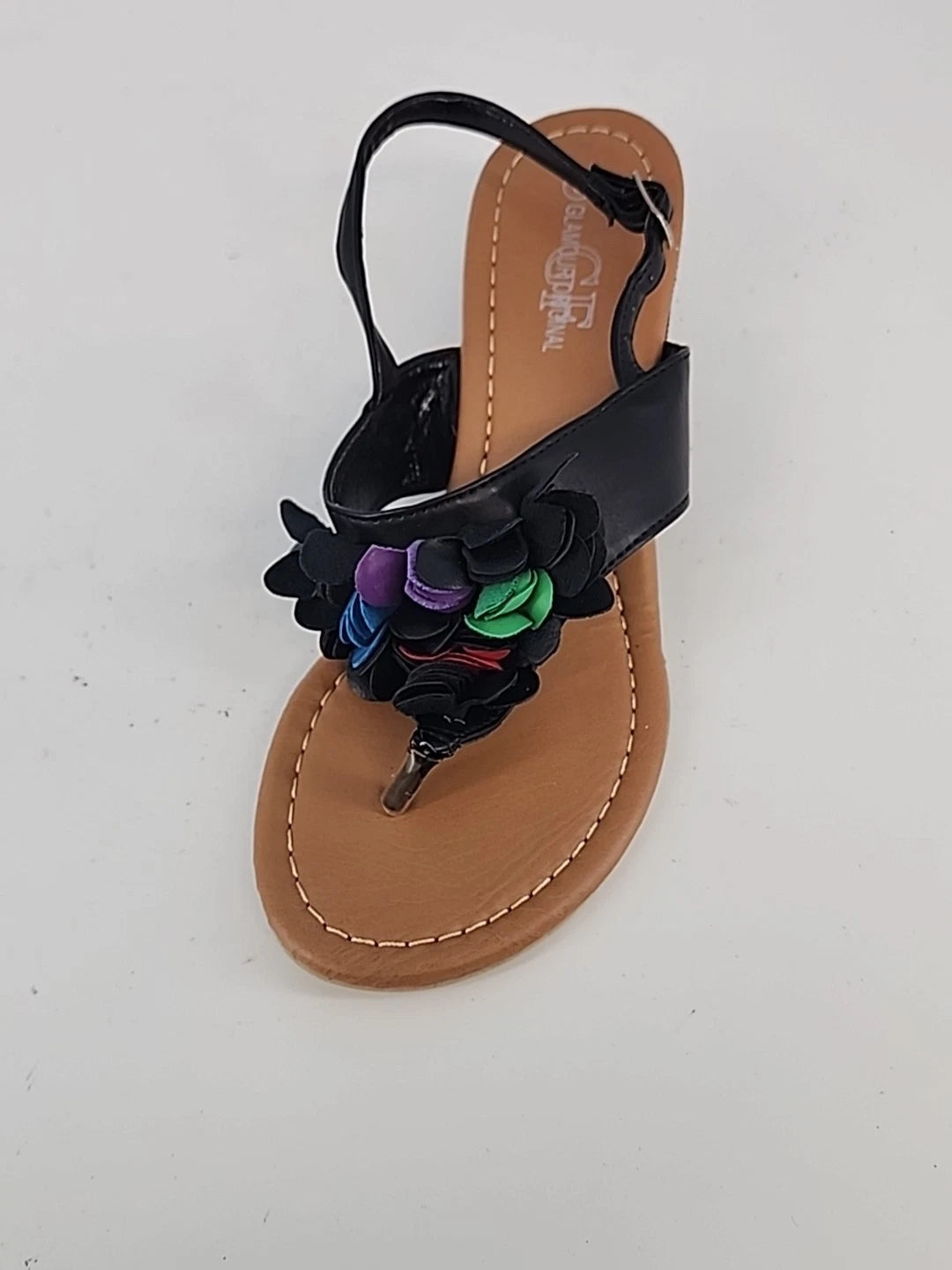 Glamour Original Wedge Sandals Women Size 8 Black Floral Platform
