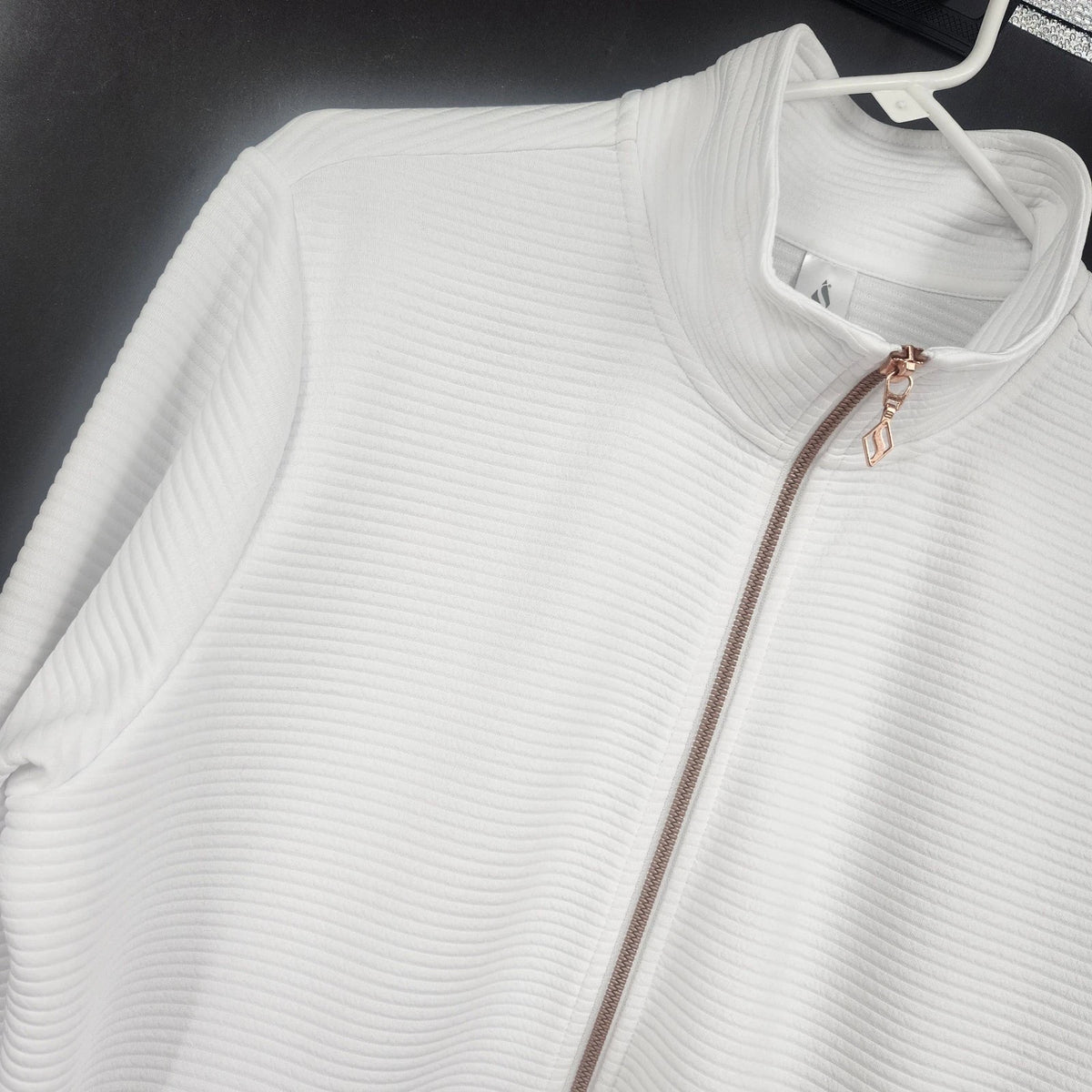 Skechers Go Walk Everywhere Women's Large White Full Zip Jacket 27" Mock Neck