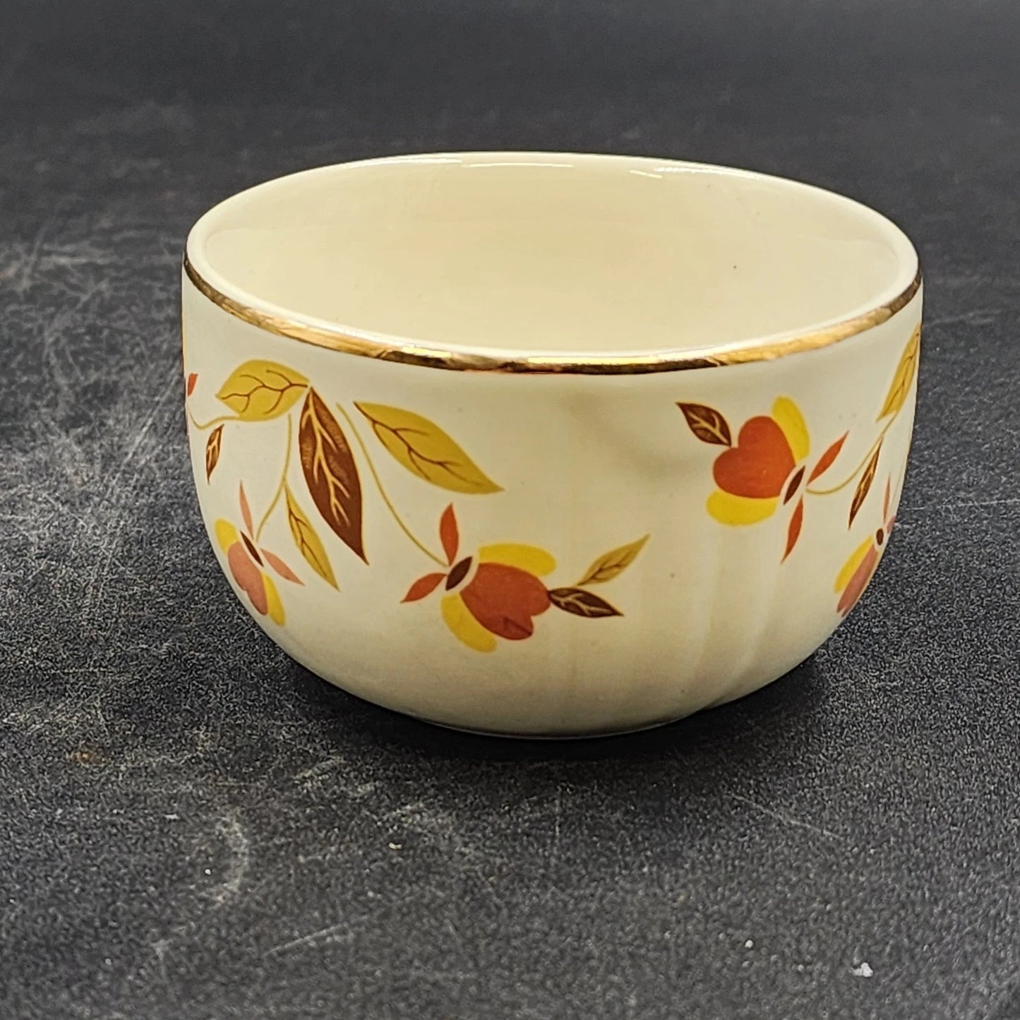 4 Autumn Leaf Radiance Custard Bowls 7 oz Hall's Superior Jewel Tea MCM Vintage