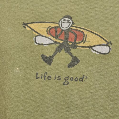 Life is Good T-Shirt Green Men's XL SS Carrying a Kayak Front Logo