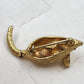 Gold Tone Mouse Brooch Pin Articulated Slinky Damaged Tail Red Rhinestone Eyes