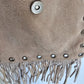 Suede Hippy Boho Chic Tassel Fringe Shoulder Bag Beige Open Rivets Purse Snap