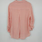 Velvet Heart Women's Peach White Striped Button Down Blouse Roll Tab Sleeve XL