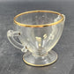 Crystal Clear Glass Sugar Bowl & Creamer 3.25" Gold Gilt Rim Scroll Handle