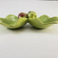 YONA California Fruit and Leaf Divided 2-Part Bowl Mid-Century 13½" Light Green