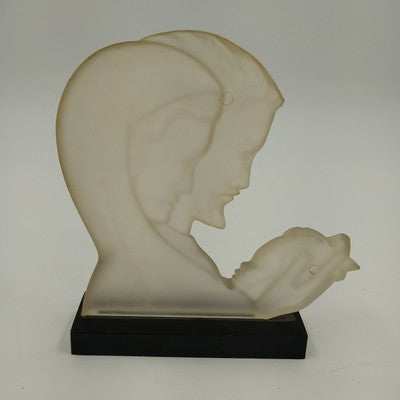 Lucite Jesus Mary Joseph Figurine 5" on Black Base Vtg Mid-Century