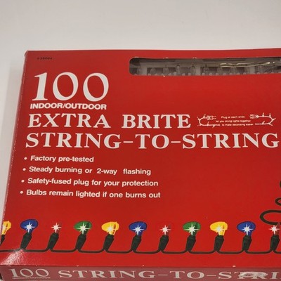 Fabri-Centers 100 Clear Mini Christmas Lights Super Bright String to String NIB
