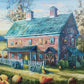 Canvas Print Autumn Country Landscape Farm Barn House Lights w/ Water Damage