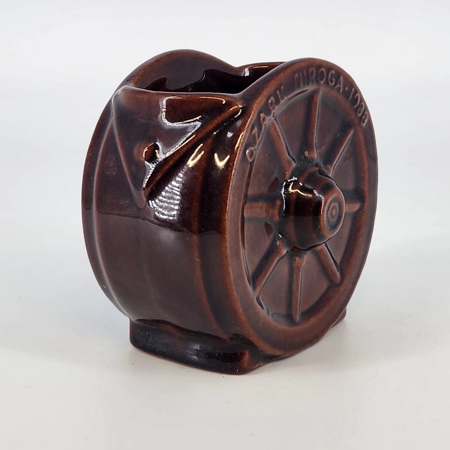 Frankoma 94B Open Sugar Bowl Wagon Wheel Brown Remember Ozark Niroga 1988 Vtg