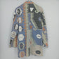 Geometric Blazer Pants Suit Set Blue Southwest Aztec Cotton Size 1 Vintage