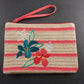 Vera Bradley Coral Straw Wristlet Rain Forest Lily Zip Pouch 10x7 Cosmetic Bag