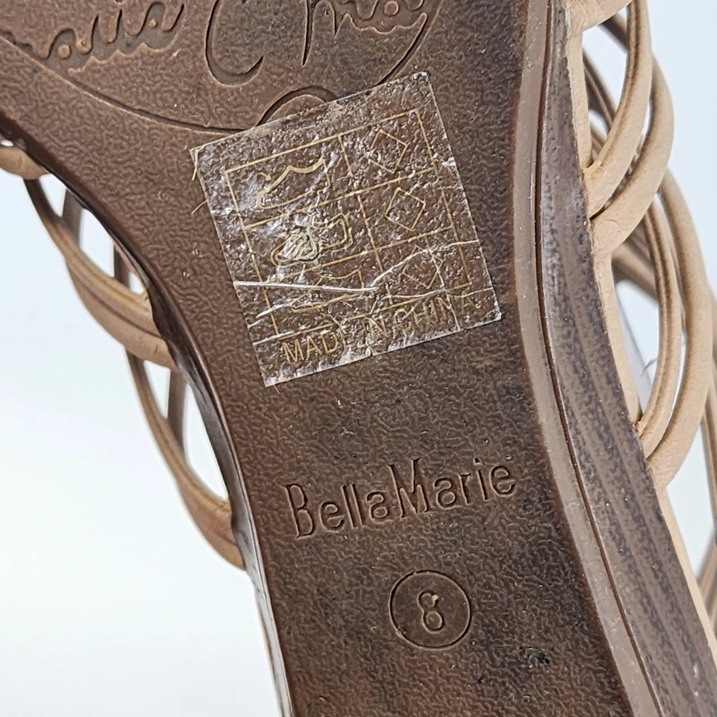 Bella Marie Gladiator Wedge Sandals Womens 8 Taupe Cage Style