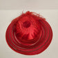 Women's Red Dressy Hat Banded Silk Bows Wedding Church Derby 100% Straw Vintage