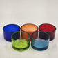 Set of 5 Pottery Barn Colored Glass Tealight Candle Holders in Original Box