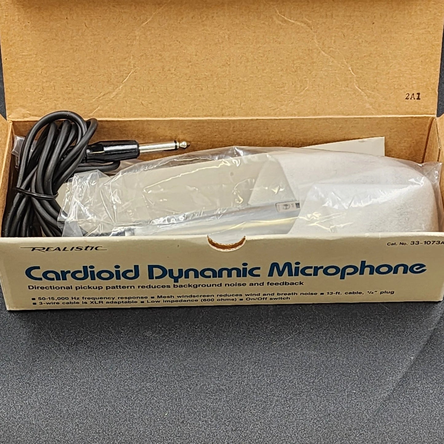 Realistic Cardioid Dynamic Microphone 33-1073A Vintage Corded Mic NIB