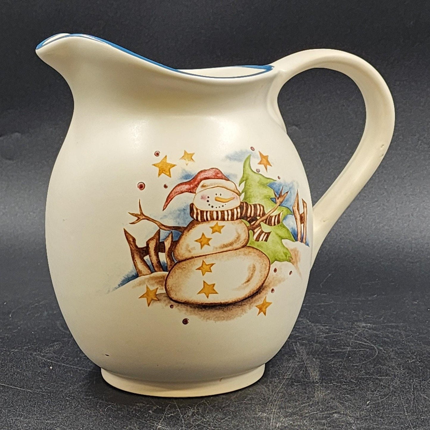 Boyd's Bears Starry Night Snowman Pitcher 72 oz Steward Earthwork 2002 Earthenware