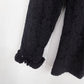 CDW Black Floral Rose Top Women Medium Lace Ruffle Neck Cuffs Long Sleeve USA