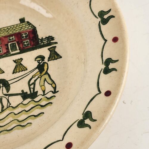 Poppytrail Homestead Provincial Rim Cereal Bowl 8.5" Metlox Tan Colonial Scene