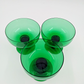 3 Sherbet Cups Green Depression Stemmed Foot Uranium Glass Vintage 3.5" across