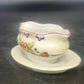 Porcelain Sauce Gravy Bowl with Underplate 3" Hand Painted Floral Rust Rim Japan
