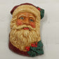 2 Old World Santa Claus Painted Clay Head Brooch Pin Christmas Holiday Vintage