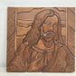 Wood Intarsia Jesus Christ Wall Art Carved Panel 24" Sq Religious Vintage