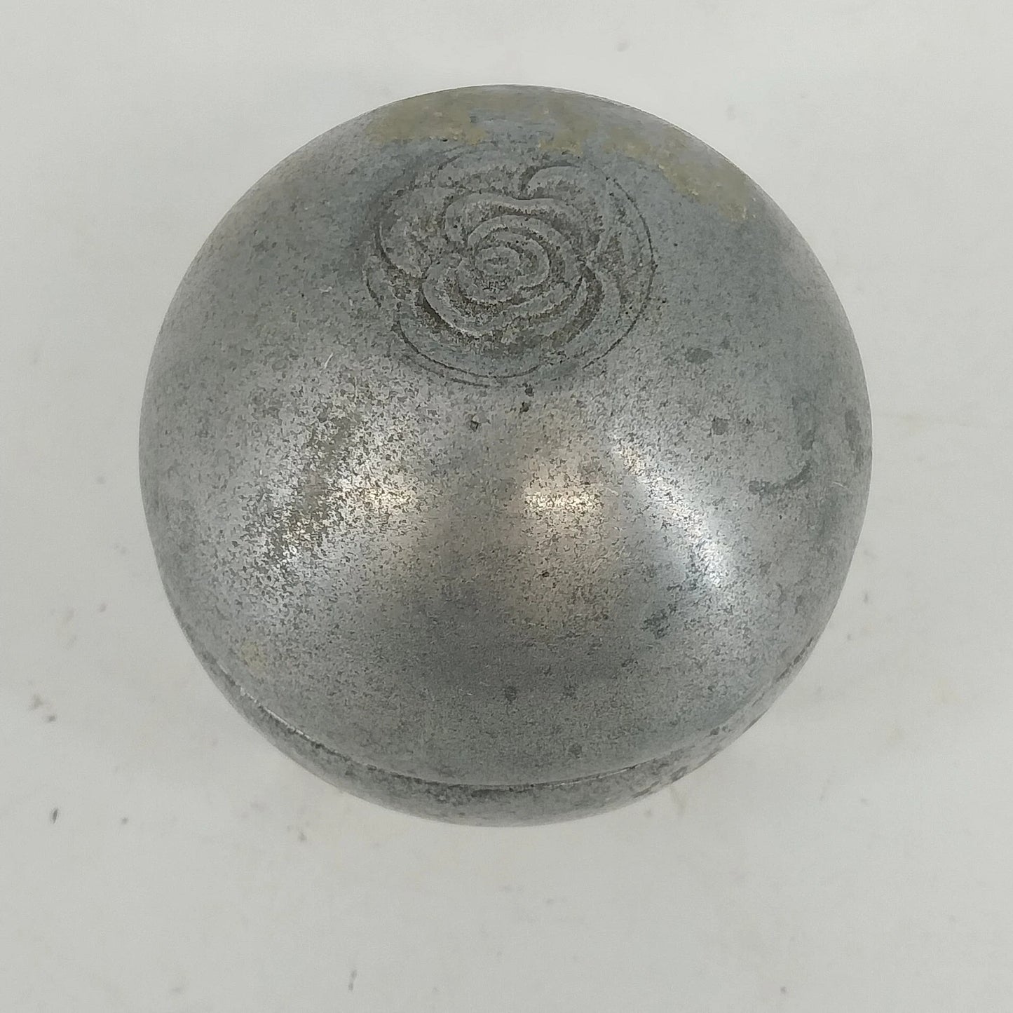 Pewter Trinket Box Storage Floral 3 Legged Footed Lift Lid Ball Finial 3.25" Vtg