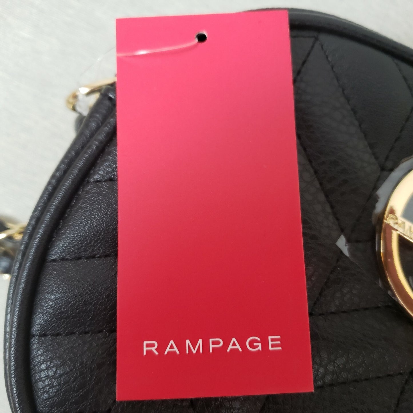 Rampage x-Body Ladies Shoulder Bag Quilted Black & Chain Strap Zipper Closure
