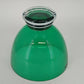 Crate & Barrel Emerald Green Art Glass Bowl Clear Base MCM Centerpiece Poland