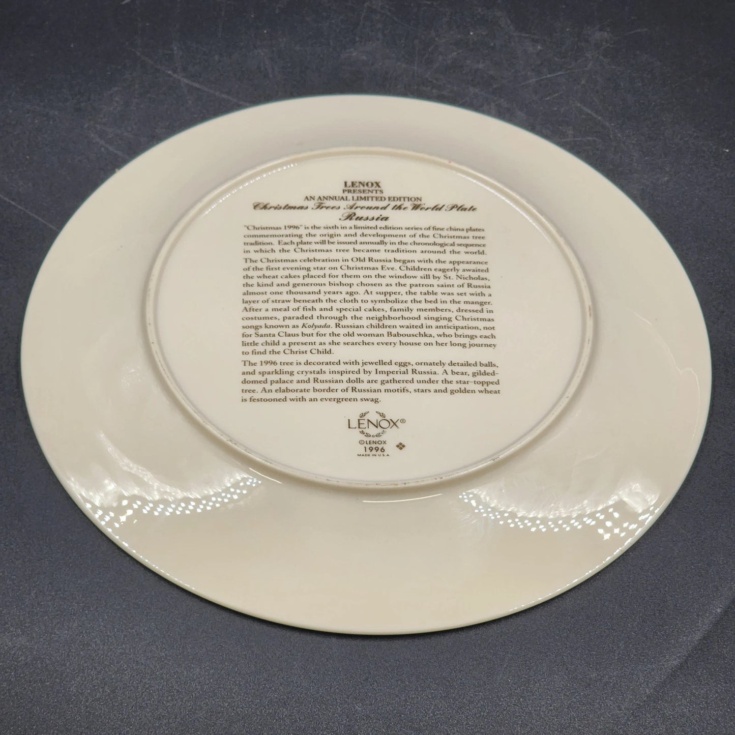 Lenox Annual Plate 1996 Russia Christmas Trees Around the World Limited Edition