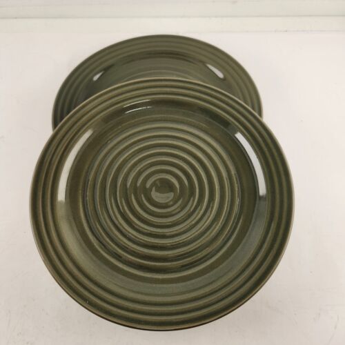 6 Home Trends 8" Salad Plate Round Ring Design 2 Yellow 2 Green 2 Blue Excellent