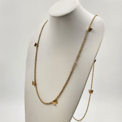 Sarah Coventry Gold Tone Chain with Butterflies Charm Refined Necklace 26"