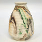 Nemadji Indian Pottery Native Clay Ribbed Vase 5.5" Green Orange Swirl USA