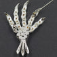 Silver Tone Floral Spray Brooch Rhinestone Faux Pearl Vintage Missing Pearl