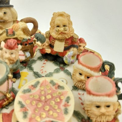 Popular Imports T1261 Mini Tea Set 1994 Christmas Wreath Polystone Resin
