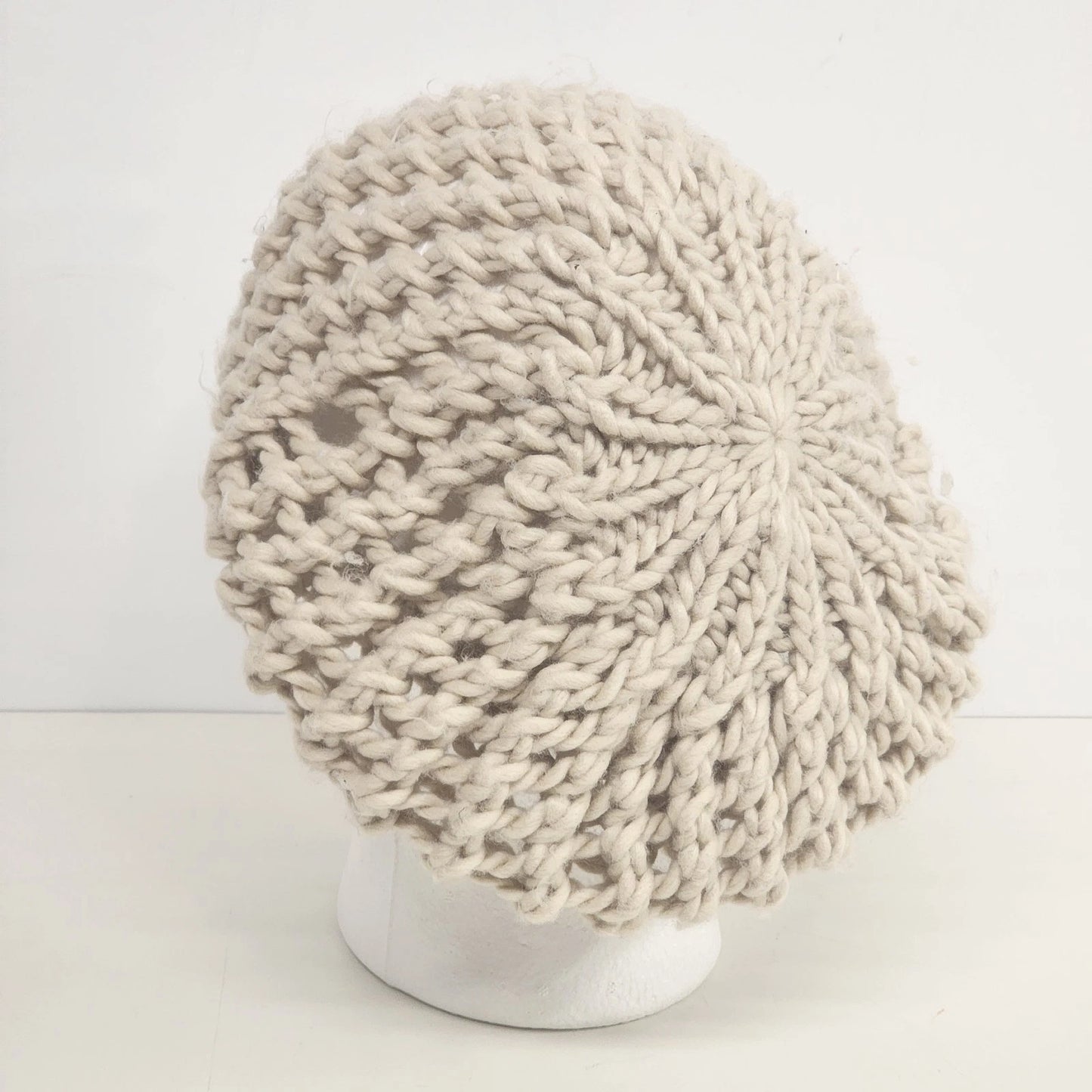 Forever 21 Cream Crochet Beret Hat Chunky Knit One Size