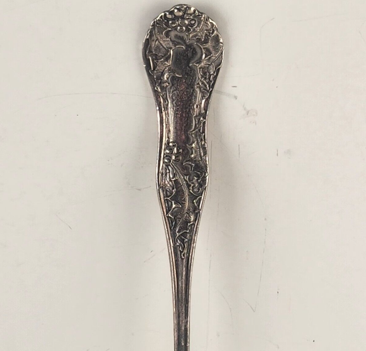 1904 Holly Big Berry Fruit Serving Spoon National Silver Mark Stainless Tarnish