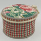 Jan Sevadjian Sewing Hat Box Basket Padded Cord Handle Fabric Covered 10" 1980s