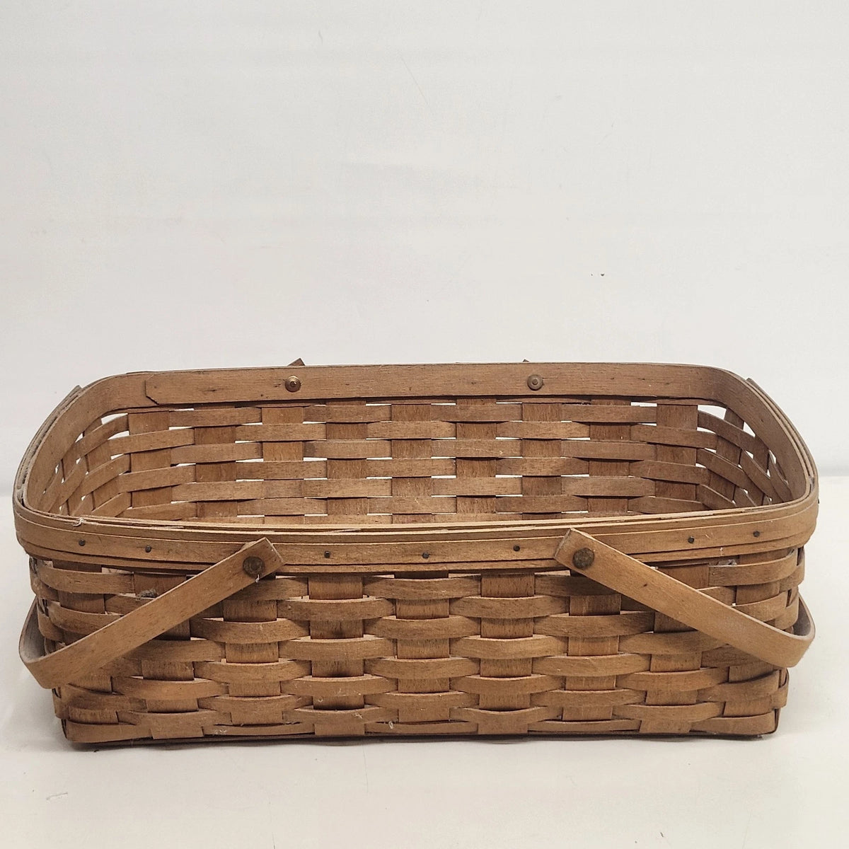 Longaberger 1989 Large Market Basket Double Swing Handles 19" Signed Ohio