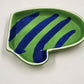 Holiday Home Green Blue Mitten Glove Trinket Dish Ceramic China 6"x1"